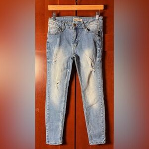 Encore Jeans Light Blue Skinny Distressed Denim Size 7